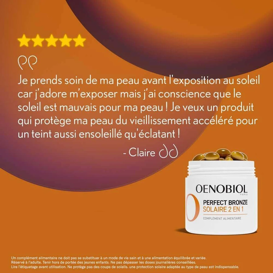 Oenobiol Perfect Bronze I Solari 2 в 1 автозагар і захист від сонця 30 вегетаріанських капсул: ціни та характеристики
