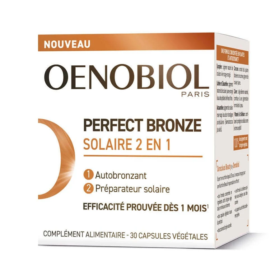 Oenobiol Perfect Bronze I Solari 2 в 1 автозагар і захист від сонця 30 вегетаріанських капсул: ціни та характеристики