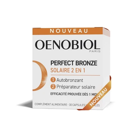 Oenobiol Perfect Bronze I Solari 2 в 1 автозагар і захист від сонця 30 вегетаріанських капсул: ціни та характеристики