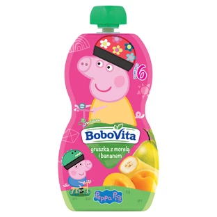Набір BoboVita Peppa Pig Мус у тюбику, груша з абрикосом та бананом, після 6 місяців, 4 х 100 г + картки з пам'яттю, 24 безкоштовно