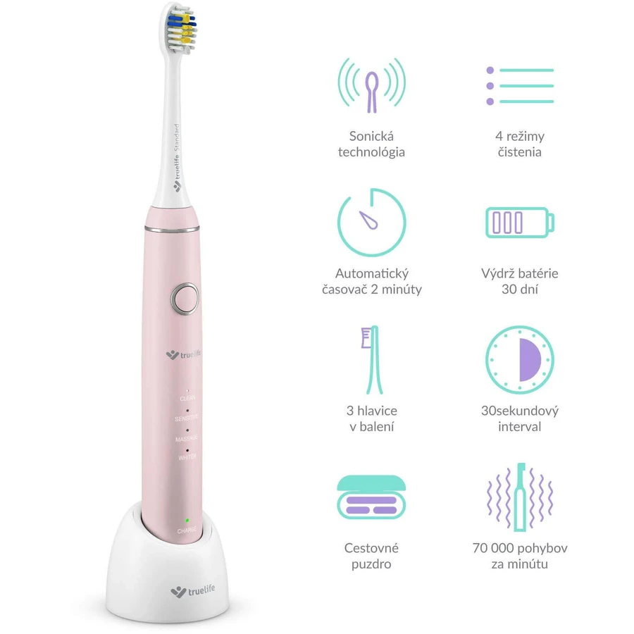 Компактна звукова зубна щітка TrueLife SonicBrush рожева: ціни та характеристики