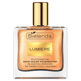 Bielenda Lumiere, багатофункціональна суха олія для догляду за обличчям, тілом та волоссям з частинками золота, 50 мл