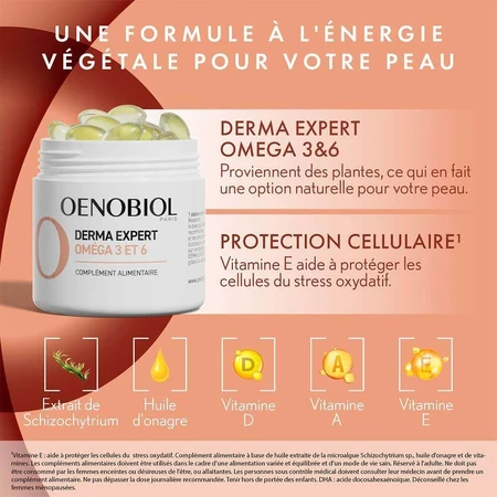 Oenobiol Derma Expert Омега 3 6 Регенерація шкіри 30 капсул: ціни та характеристики