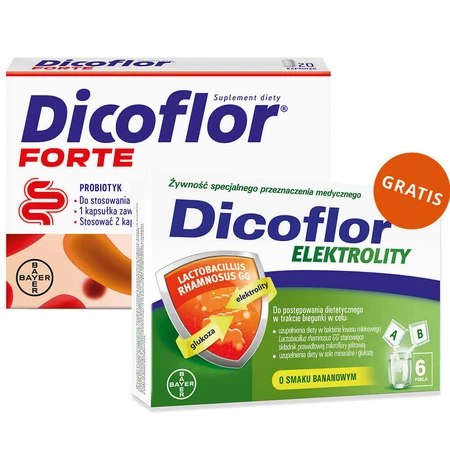 Дикофлор Форте (ранее Дикофлор 6), для детей с 3 лет и взрослых, 20 капсул + Электролиты, для детей и взрослых, со вкусом банана, 12 пакетиков бесплатно: цены и характеристики