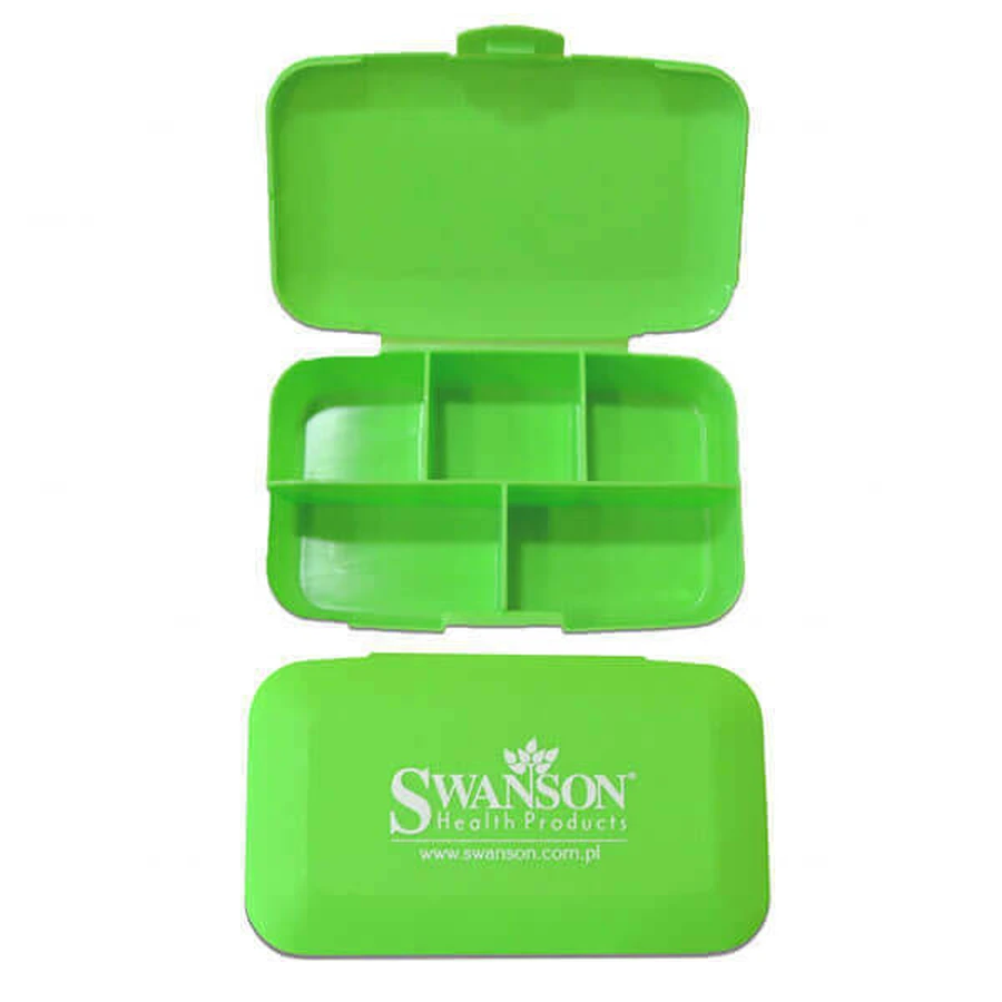 Swanson Pill Box, кассета для ежедневного приема лекарств, 5-камерная, зеленая: цены и характеристики