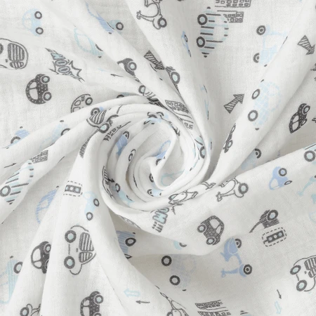 BabyMatex, Муслиновое обертывание Muslin Design, 80 см x 120 см, белый с машинками: цены и характеристики