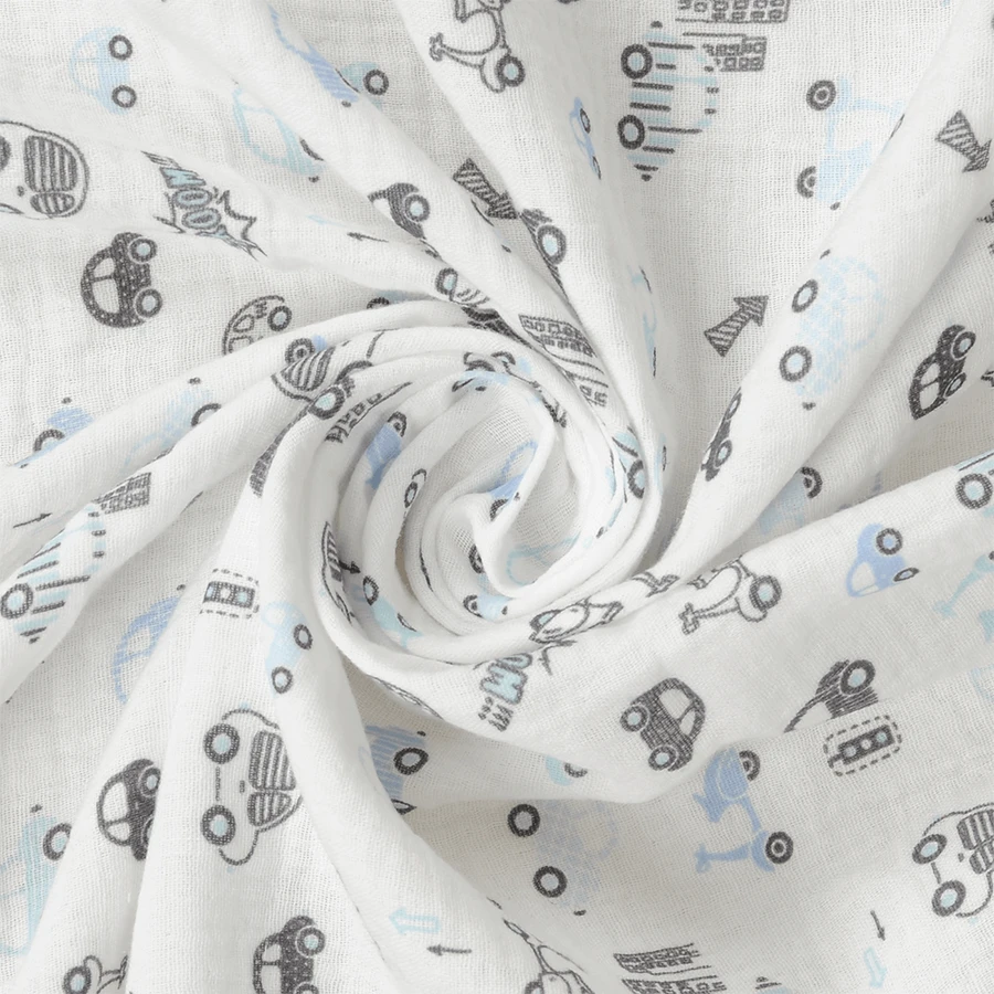 BabyMatex, Муслиновое обертывание Muslin Design, 80 см x 120 см, белый с машинками: цены и характеристики
