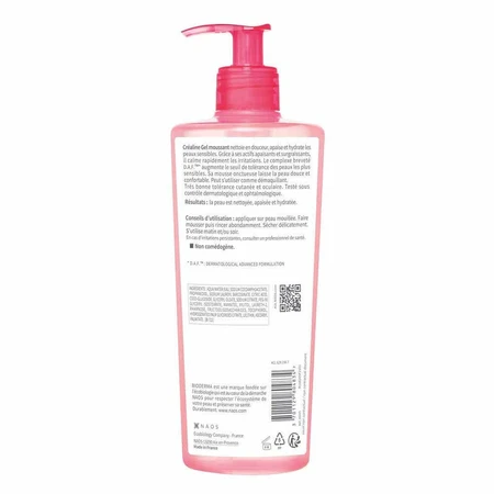 Міцелярний очищуючий гель для обличчя та очей Bioderma Crealine заспокоює чутливу шкіру обличчя та очей: ціни та характеристики
