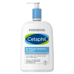 Cetaphil EM, міцелярна емульсія для чутливої шкіри голови, для всієї родини, 1000 мл + крем для зволоження шкіри обличчя з кислотою гіалуроновою, крем-ноапте, 48 мл безоплатно