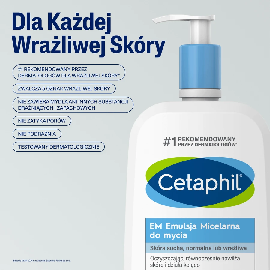 Cetaphil EM, Emulsie micelară pentru curățarea pielii sensibile, pentru întreaga familie, 1000 ml + Cremă hidratantă pentru față cu acid hyaluronic, cremă de noapte, 48 ml gratuit: цены и характеристики