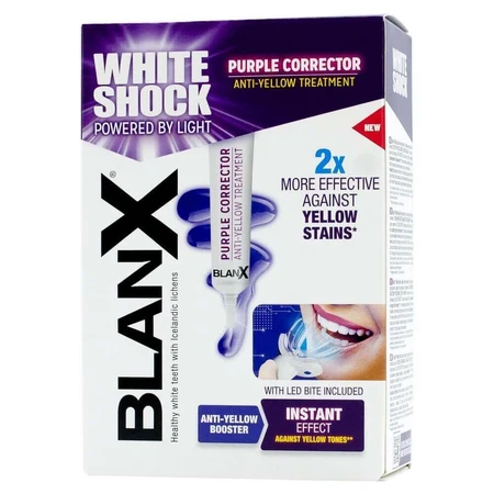 BlanX White Shock Purple Corrector, система отбеливания зубов, сыворотка, 20 мл + колпачок Led Bite: цены и характеристики