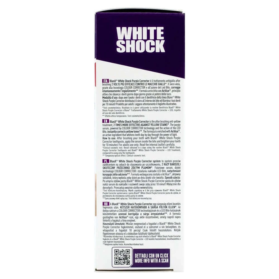 BlanX White Shock Purple Corrector, система отбеливания зубов, сыворотка, 20 мл + колпачок Led Bite: цены и характеристики