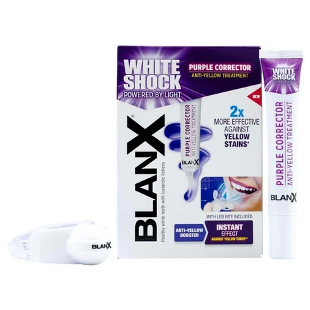 BlanX White Shock Purple Corrector, система отбеливания зубов, сыворотка, 20 мл + колпачок Led Bite: цены и характеристики