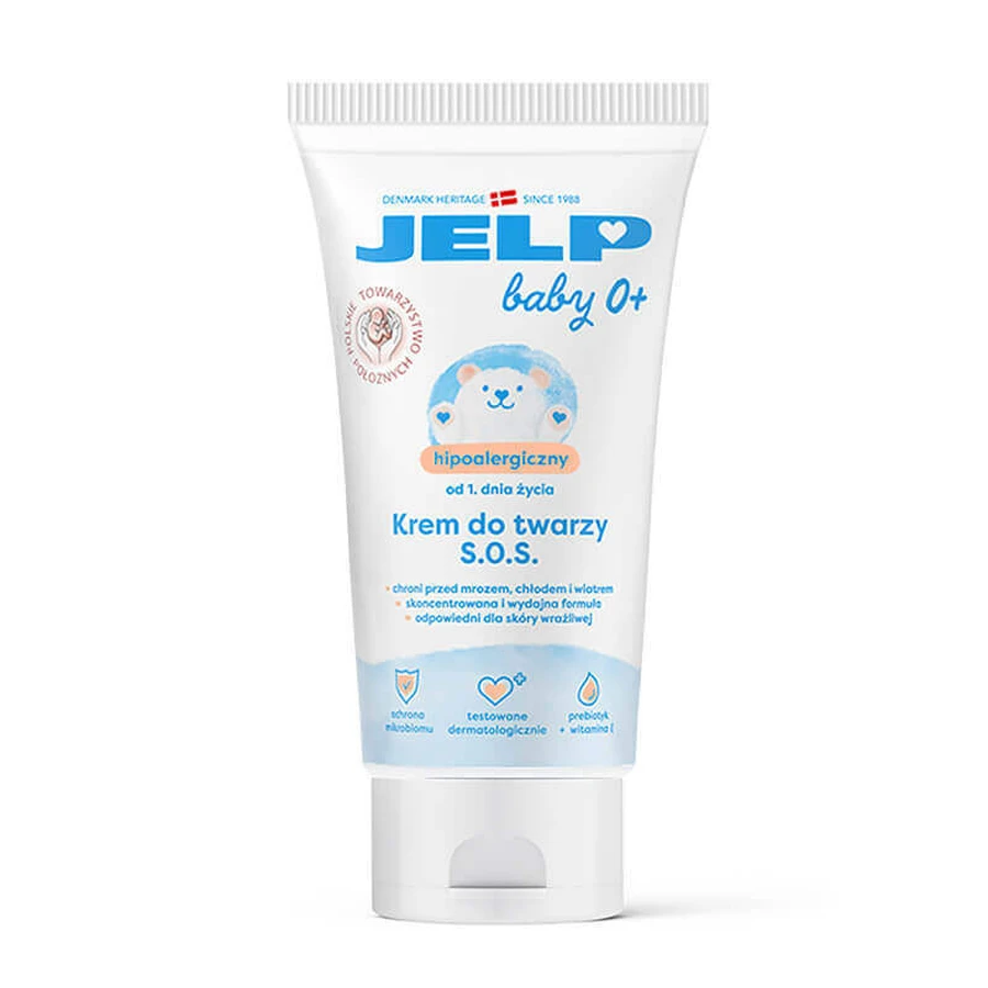 Jelp Baby 0+, гіпоалергенний крем для обличчя S.O.S., з першого дня, 75 мл + ведмедик у подарунок: ціни та характеристики