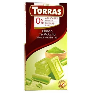 Белый шоколад с чаем мача, 75 г, Torras