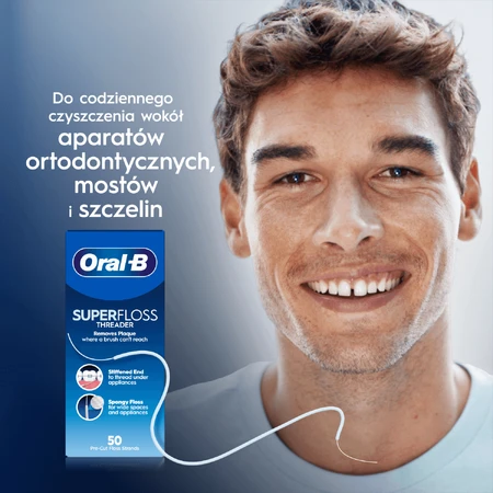 Oral-B Super Floss, зубная нить для чистки ортодонтических аппаратов и мостов, 50 штук: цены и характеристики