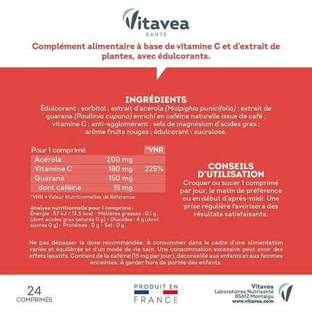 Vitavea Santé Вітаміни С + Гуарана Бустер 24 жувальні таблетки: ціни та характеристики