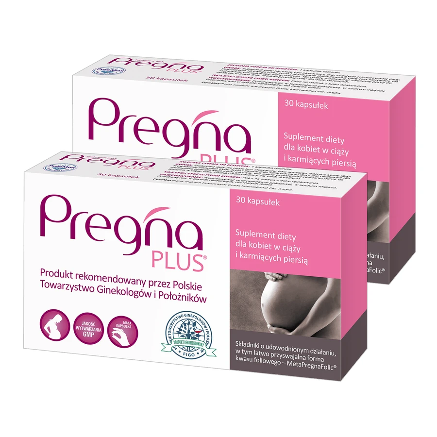 Набір Pregna Plus, для жінок, які бажають вагітніти та доглядати за здоров'ям, 2 x 30 капсул: ціни та характеристики