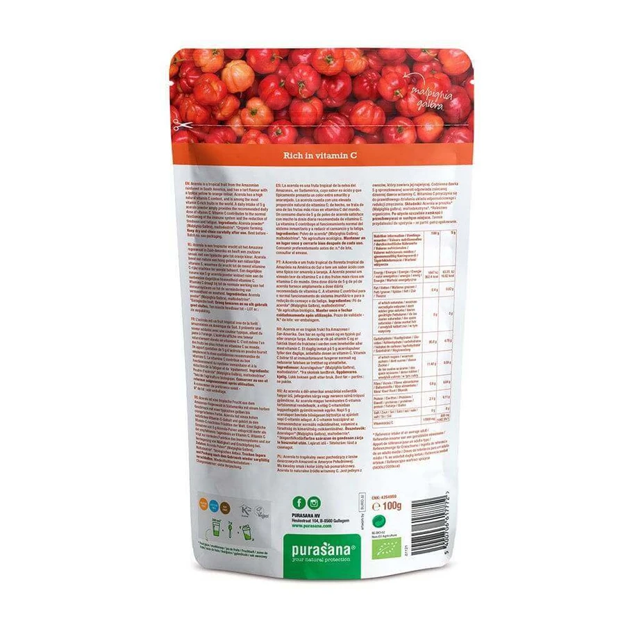 Органічний порошок ацероли Purasana Super Food 100г: ціни та характеристики