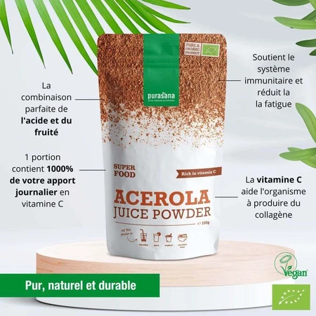 Органічний порошок ацероли Purasana Super Food 100г: ціни та характеристики