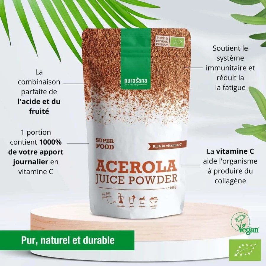 Органічний порошок ацероли Purasana Super Food 100г: ціни та характеристики