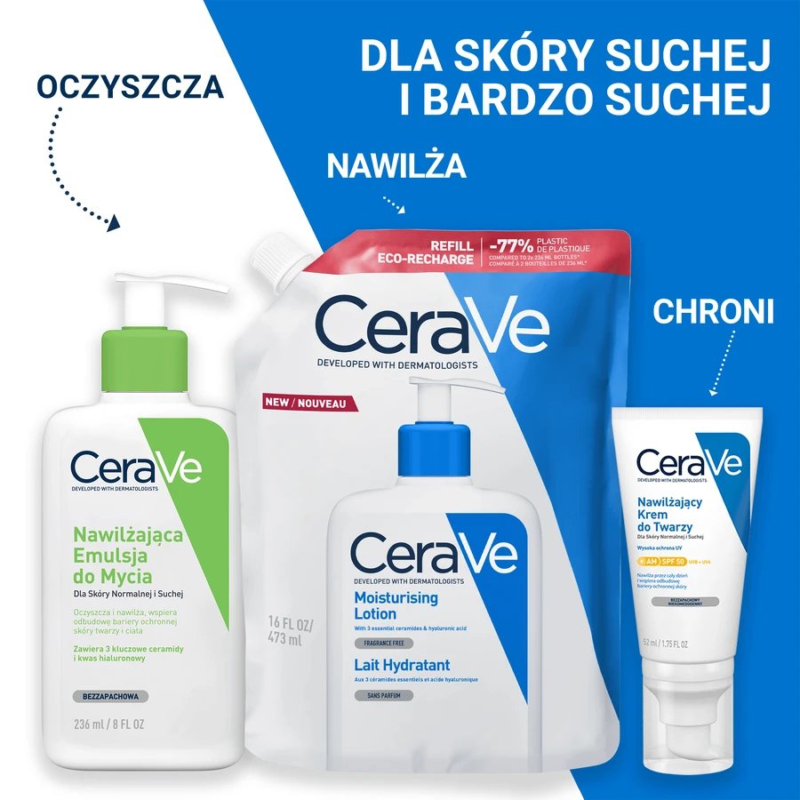 CeraVe, зволожуюча емульсія для сухої та дуже сухої шкіри, резерв, 473 мл: ціни та характеристики
