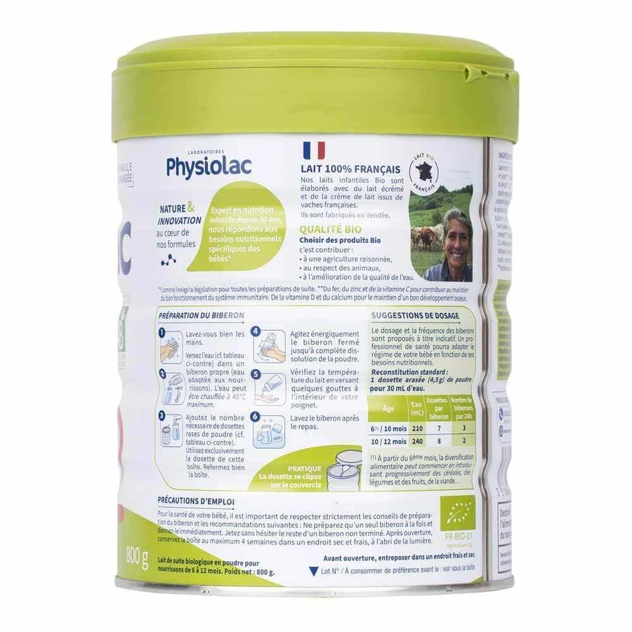 Сухое молоко Physiolac Organic 2 от 6 до 12 месяцев: цены и характеристики