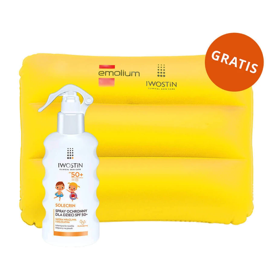 Iwostin Solecrin, захисний спрей для дітей, SPF 50+, 175 мл + надувна пляжна подушка безкоштовно: ціни та характеристики