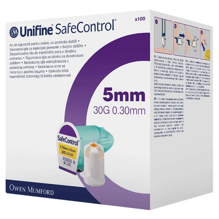Unifine SafeControl, голки для ручок, 30G, 5 мм, 100 штук: ціни та характеристики