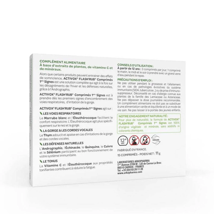 Arkopharma Flash'Rub Витамины С для носа и горла, пеларгония 15 таблеток: цены и характеристики