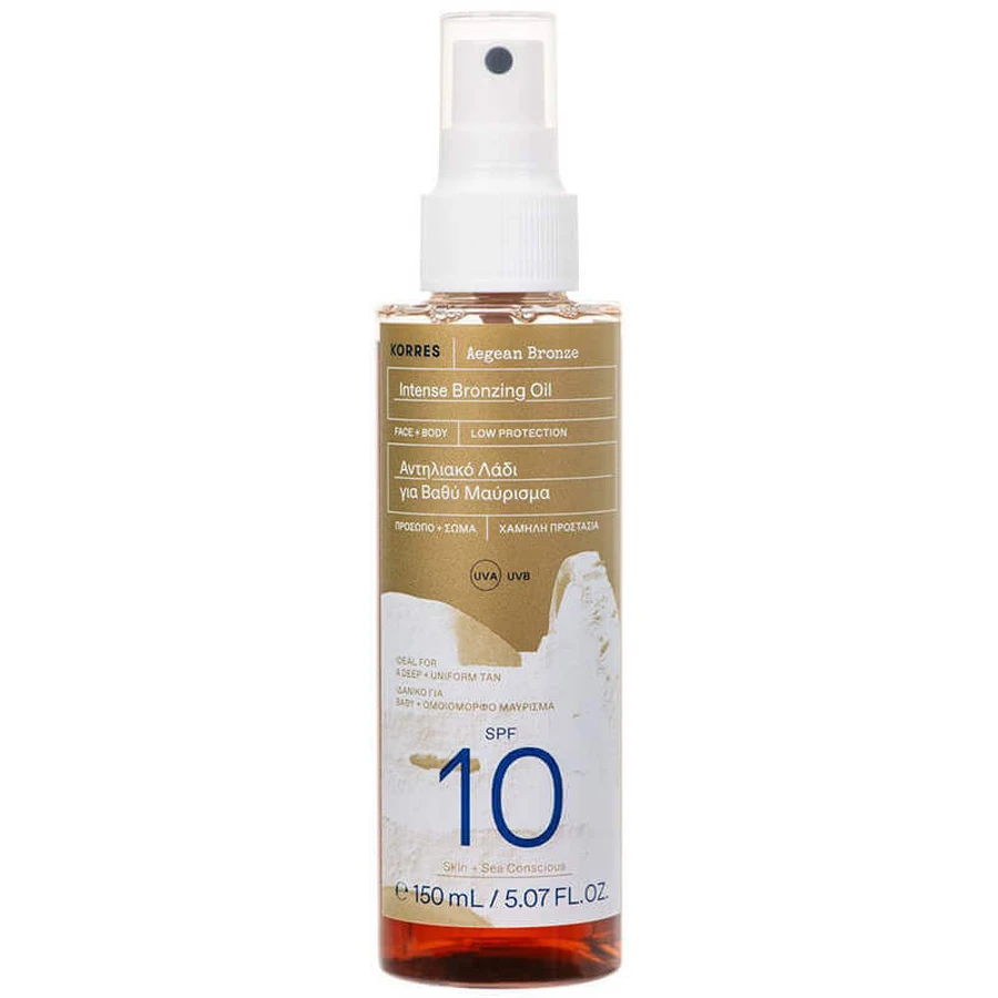 Korres Aegean Bronze, бронзирующее масло для тела, SPF 10, 150 мл: цены и характеристики