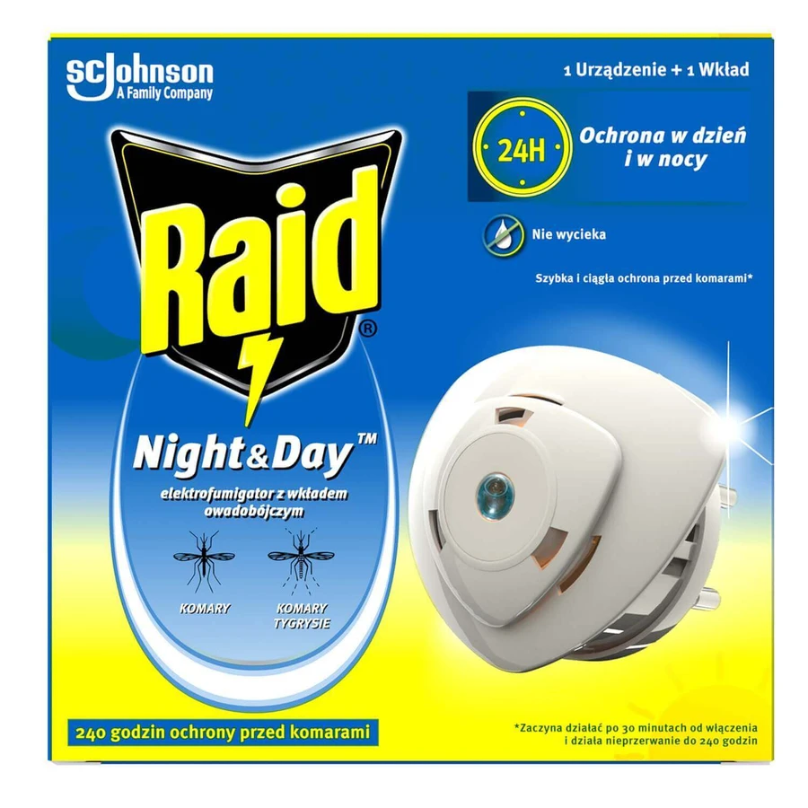 Raid Night & Day, инсектицидный электрофумигатор со сменным картриджем: цены и характеристики