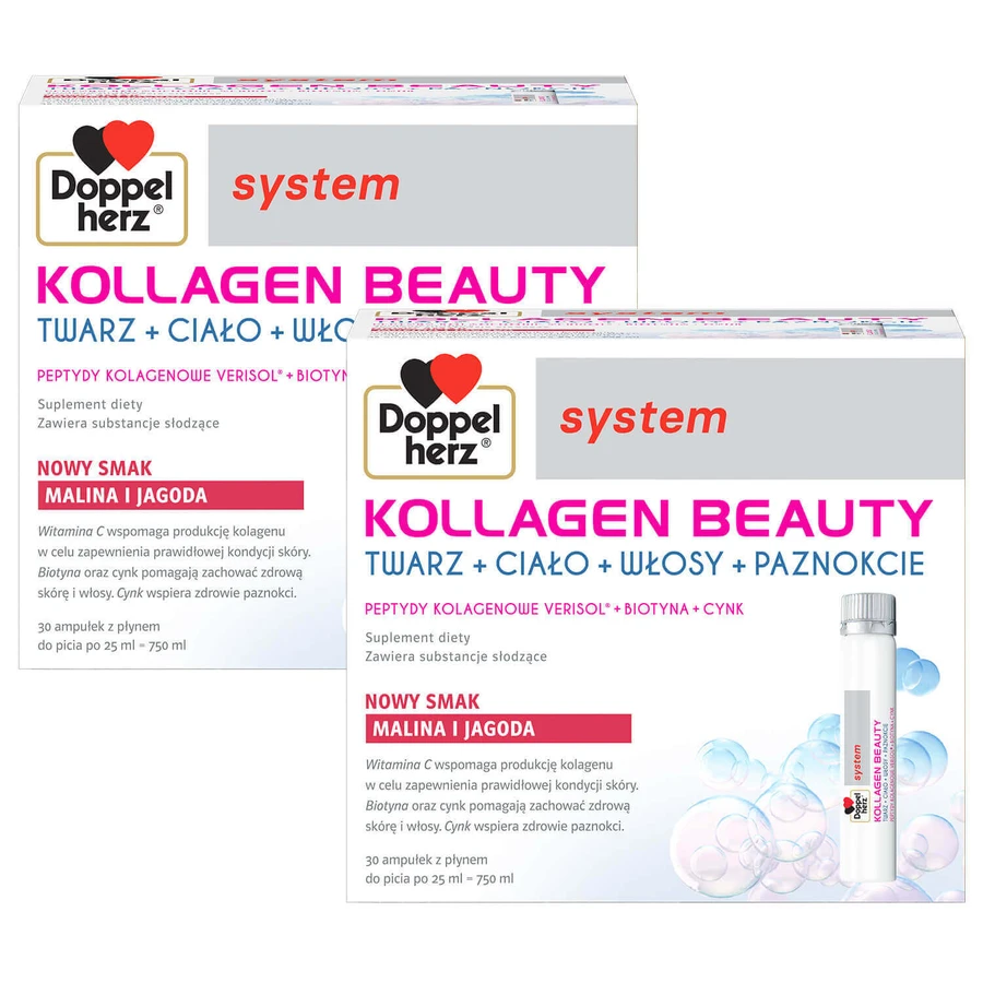 Набір Doppelherz System Kollagen Beauty, зі смаком малини та чорниці, 2 x 30 ампул: ціни та характеристики