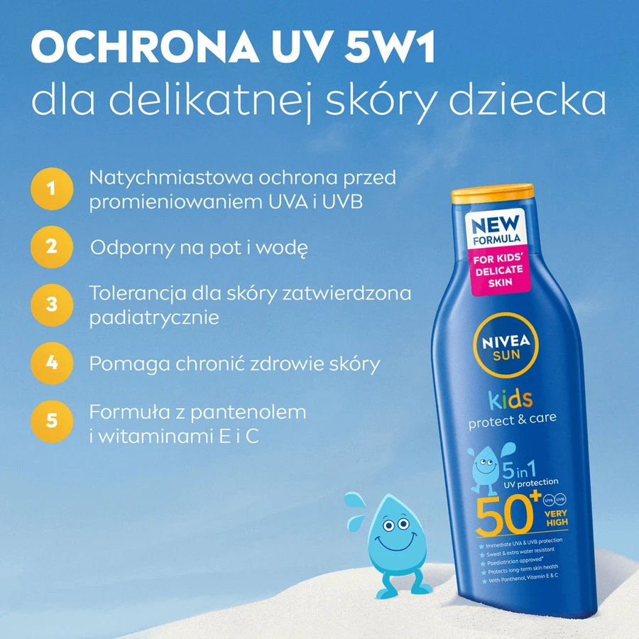 Nivea Sun Kids Protect & Care 5in1 Set, Детский солнцезащитный лосьон, SPF 50+, 200 мл + , Увлажняющий солнцезащитный спрей, SPF 30, 200 мл + пляжное полотенце бесплатно: цены и характеристики