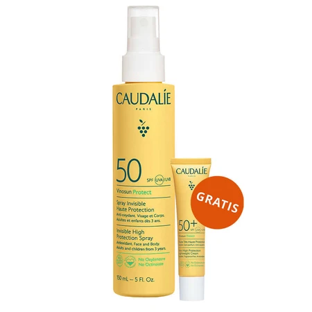 Caudalie Vinosun Protect, спрей для инвизибила с защитой от нелепостей, SPF 50, 150 мл + крем для инвизибила, ușoară, с защитой от нелепостей, SPF 50+, 20 мл бесплатно: цены и характеристики