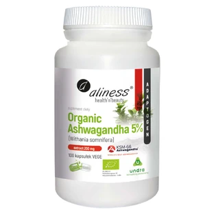 Aliness Organic Ashwagandha KSM-66, 5% витанолидов, 100 вегетарианских капсул