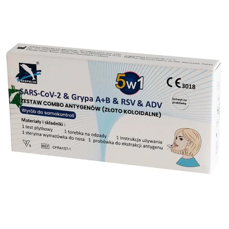 Deepblue, комбинированный набор антигенов 5 в 1, SARS-CoV-2 & Influenza A/B & RSV & ADV, диагностический тест на 5 вирусов, 1 штука: цены и характеристики