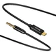 Перехідник стерео аудіокабелю Baseus AUX 3.5 мм міні-джек - USB Type C для планшетного телефону 120 см чорний (CAM01-01)