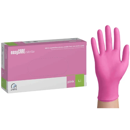 Рукавички нітрилові EasyCare Nitrile, нестерильні, без пудри, рожеві, розмір L, 100 штук: ціни та характеристики