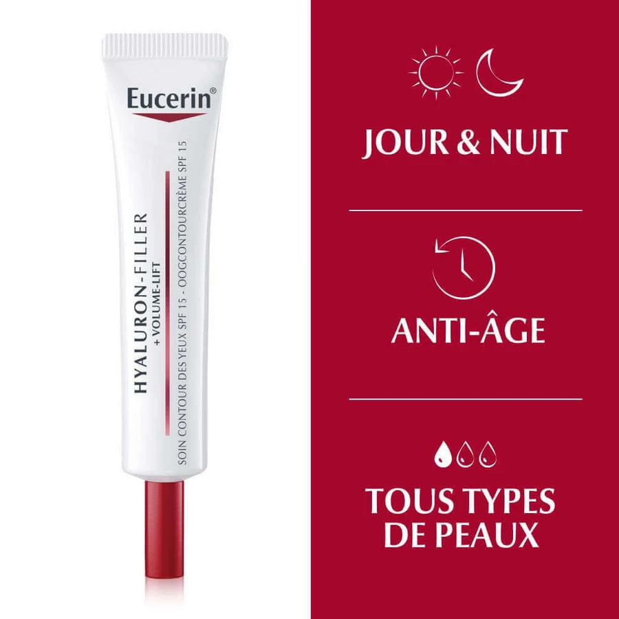 Eucerin Hyaluron-Filler + Volume Lift Eye Contour Spf15 15ml 15ml: ціни та характеристики