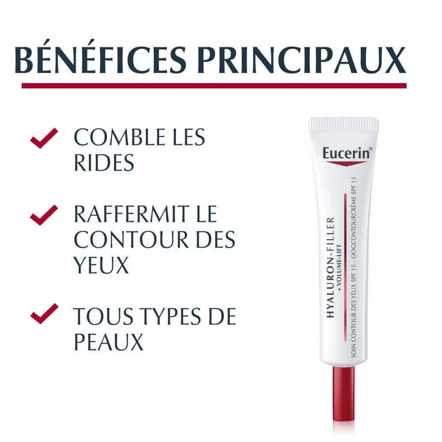 Eucerin Hyaluron-Filler + Volume Lift Eye Contour Spf15 15ml 15ml: ціни та характеристики