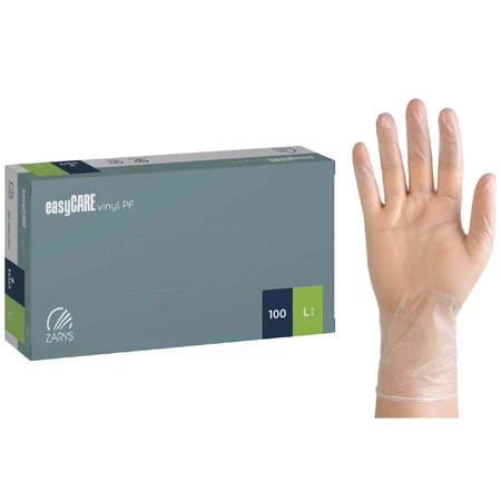 EasyCare Vinyl PF, рукавички вінілові, нестерильні, без пудри, прозорі, розмір L, 100 штук: ціни та характеристики