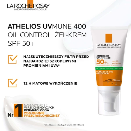 La Roche-Posay Anthelios, матирующий гель-крем для лица, SPF 50+, 50 мл + брелок в подарок: цены и характеристики