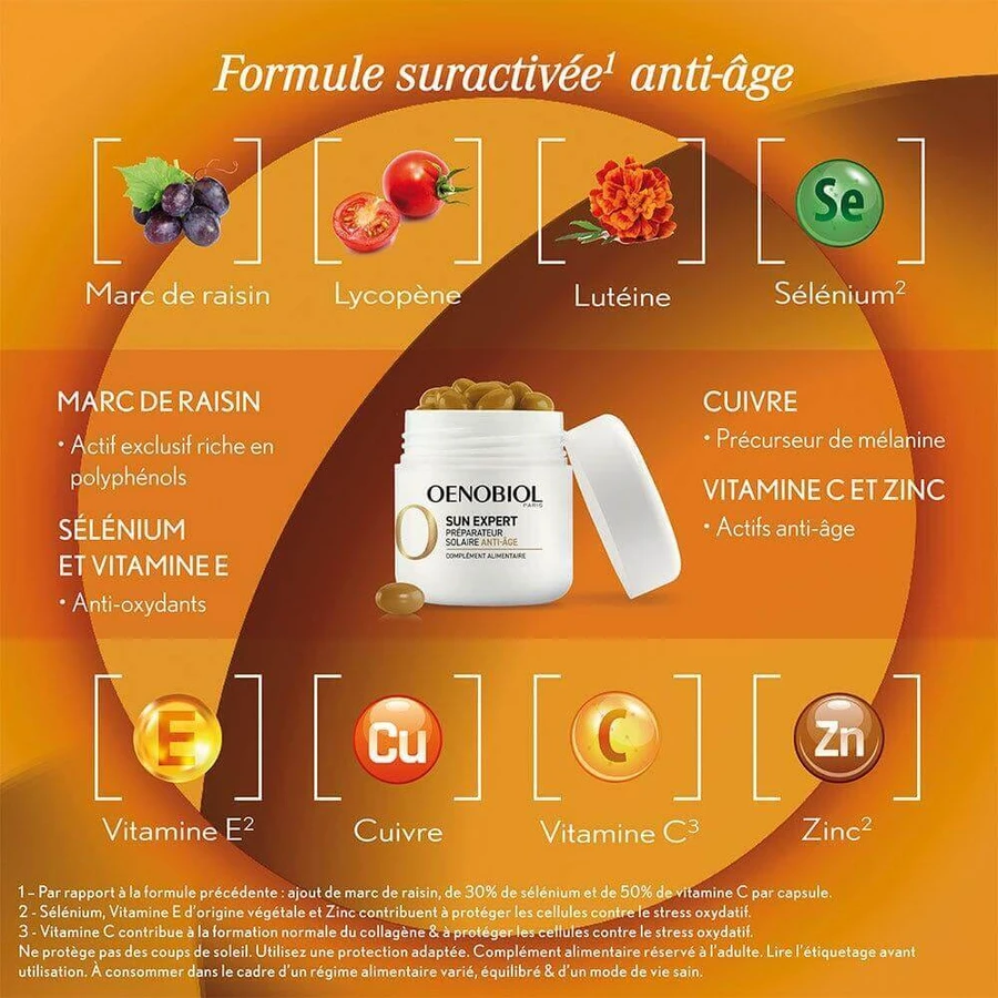 Антивіковий захист від сонця Oenobiol Sun Expert 30 капсул: ціни та характеристики