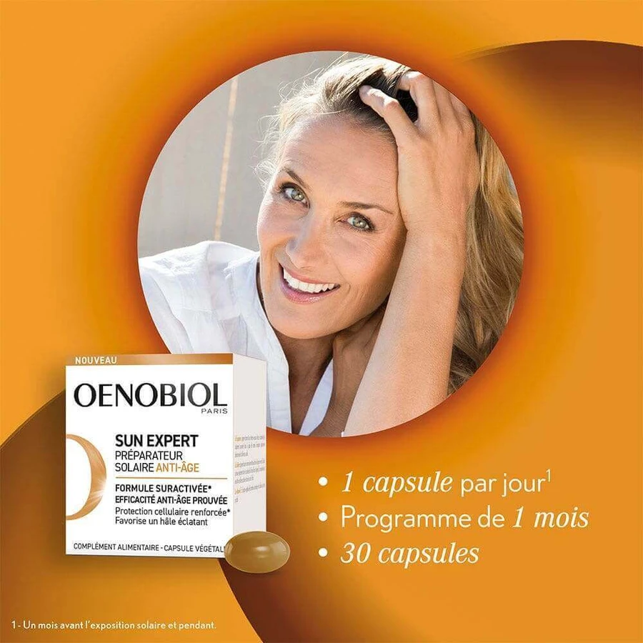 Антивіковий захист від сонця Oenobiol Sun Expert 30 капсул: ціни та характеристики