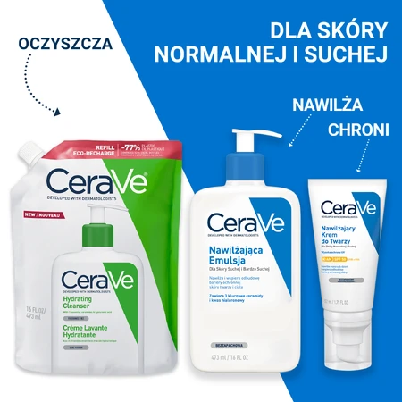 CeraVe, зволожуюча емульсія для вмивання, нормальна та суха шкіра, запас, 473 мл: ціни та характеристики