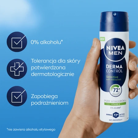 Nivea Men Derma Control Sensitive, антиперспирант, спрей, 150 мл: цены и характеристики