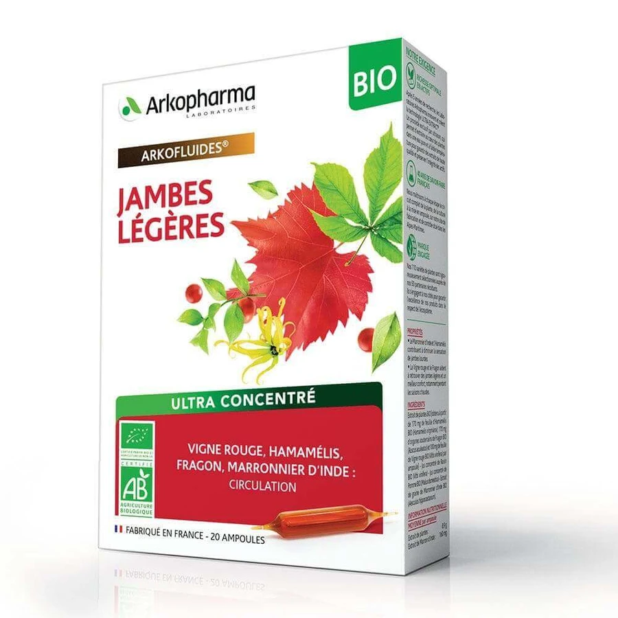 Концентрат Arkopharma Arkofluids Jambes Légères Bio, 20 ампул: цены и характеристики