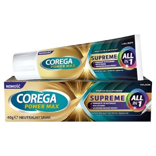 Corega Power Max Supreme All-In 1, фиксирующий крем для зубных протезов, нейтральный, 40 г