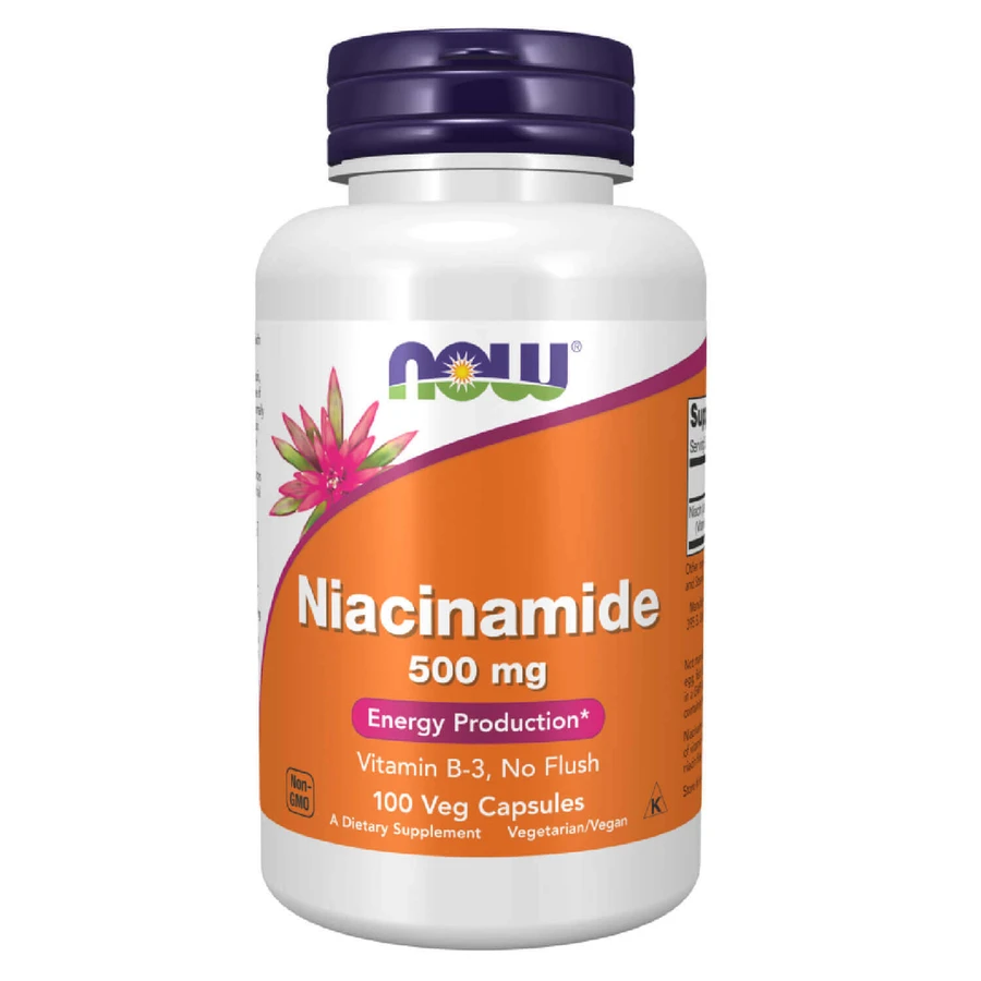 Now Foods Ниацинамид 500 мг, витамин B3, 100 веганских капсул: цены и характеристики